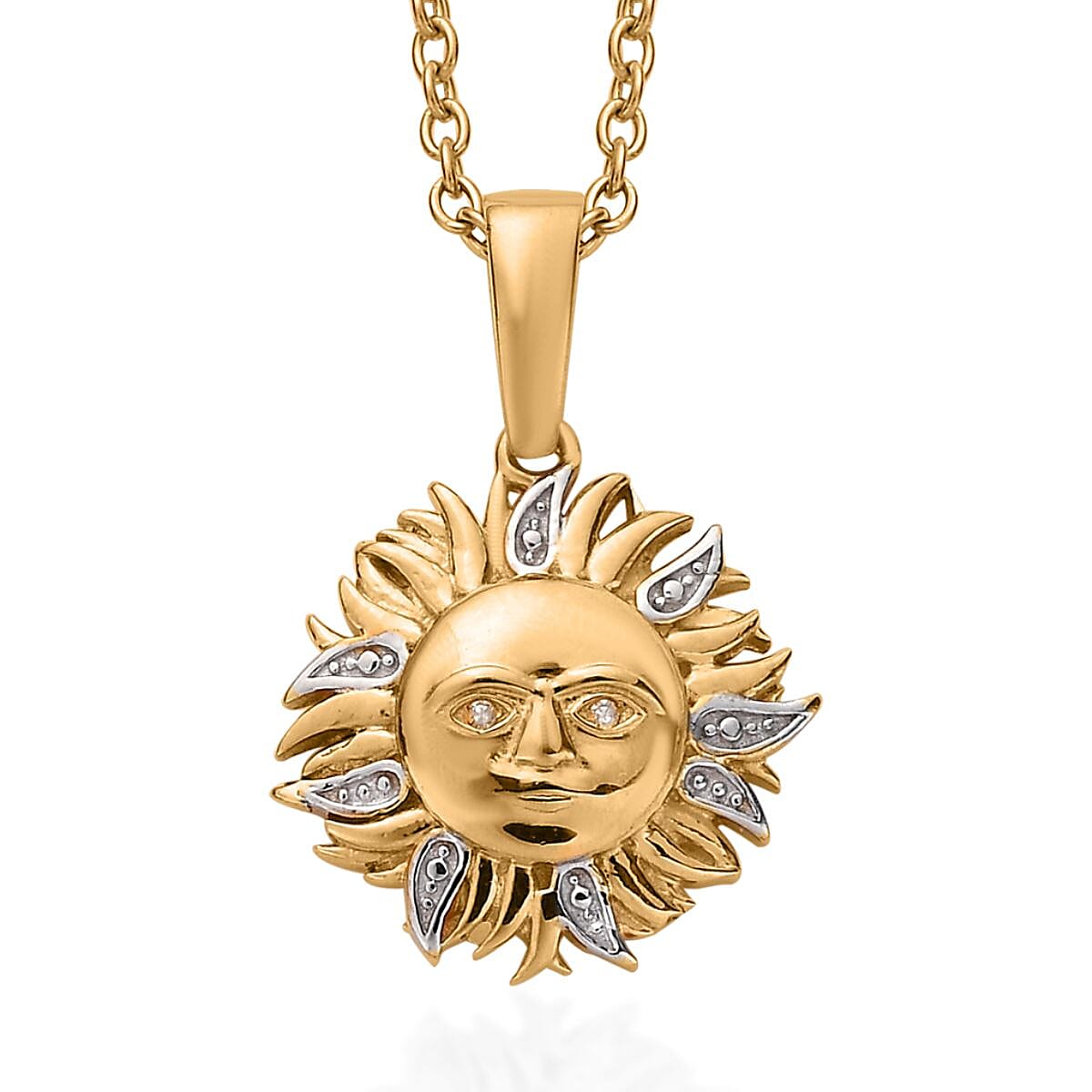 Diamond Pendant in 14K YG Over Sterling Silver with ION Plated YG Stainless Steel Necklace 20 Inches