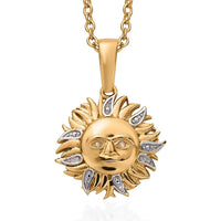 Diamond Pendant in 14K YG Over Sterling Silver with ION Plated YG Stainless Steel Necklace 20 Inches