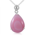 Pink Conch Shell Pearl and White Zircon Pendant Necklace 18 Inches in Platinum Over Sterling Silver 0.25 ctw - Sticky add to cart bar
