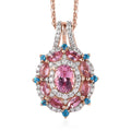 Premium Natural Calabar Pink Tourmaline and Multi Gemstone Pendant Necklace 20 Inches in Vermeil Rose Gold Over Sterling Silver 1.80 ctw - Sticky add to cart bar