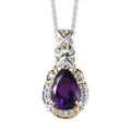 Premium Mashamba Amethyst and White Zircon Pendant Necklace 20 Inches in Vermeil YG and Platinum Over Sterling Silver 1.85 ctw - Sticky add to cart bar