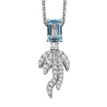Blue Topaz, White Zircon Fish Tail Pendant Necklace (20 Inches) in Platinum Over Sterling Silver 1.10 ctw - Sticky add to cart bar