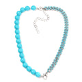 Blue Shell Pearl, Blue Austrian Crystal Set of 2 Bracelet (8-12In) or Necklace (16-20 Inches) in Silvertone - Sticky add to cart bar