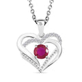 Simulated Red and White Diamond 0.85 ctw Pendant in Sterling Silver with Stainless Steel Necklace 20 Inches - Sticky add to cart bar