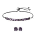 Rose De France Amethyst Bolo Bracelet and Stud Earrings in Stainless Steel 3.60 ctw - Sticky add to cart bar