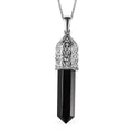 Australian Black Tourmaline Pencil Pendant Necklace 20 Inches in Platinum Over Sterling Silver 22.25 ctw - Sticky add to cart bar