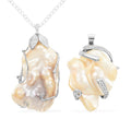 Freshwater Pearl Set of 2 Pendants Necklace 18 Inches in Silvertone - Sticky add to cart bar
