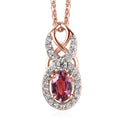 Premium Natural Calabar Pink Tourmaline and White Zircon Pendant Necklace 20 Inches in Vermeil Rose Gold Over Sterling Silver 0.70 ctw - Sticky add to cart bar