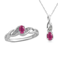 Premium Montepuez Ruby Ring (Size 5) and Pendant Necklace (18 Inches) in Platinum Over Sterling Silver 0.65 ctw - Sticky add to cart bar