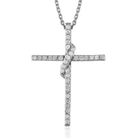 Diamond Cross Pendant Necklace 18 Inches in Rhodium Over Sterling Silver 0.33 ctw