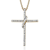 Diamond Cross Pendant Necklace 18 Inches in Rhodium Over Sterling Silver 0.33 ctw