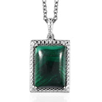 Tiger's Eye Solitaire Pendant in Sterling Silver with Stainless Steel Necklace 20 Inches 7.90 ctw