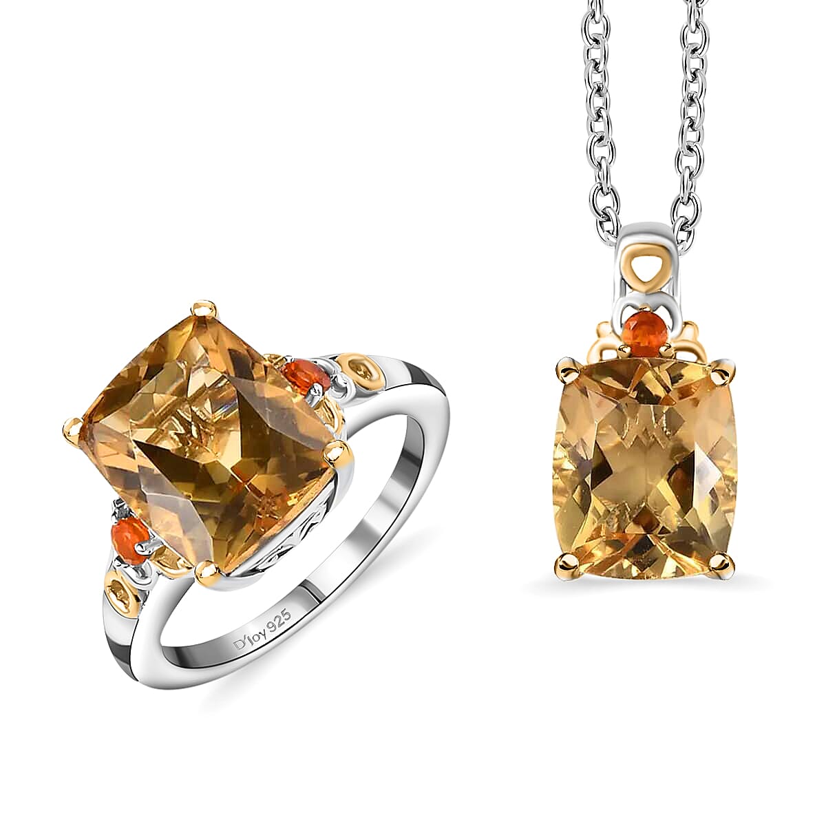 TLV African Amethyst Ring (Size 5.0) and Pendant Necklace (20 Inches) in Vermeil YG and Platinum Over Sterling Silver 11.25 ctw