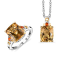 TLV African Amethyst Ring (Size 5.0) and Pendant Necklace (20 Inches) in Vermeil YG and Platinum Over Sterling Silver 11.25 ctw - Sticky add to cart bar