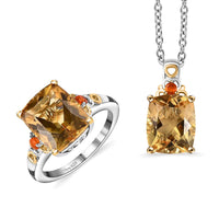 TLV African Amethyst Ring (Size 5.0) and Pendant Necklace (20 Inches) in Vermeil YG and Platinum Over Sterling Silver 11.25 ctw
