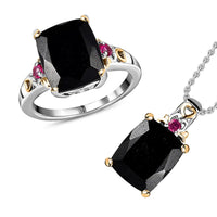 TLV African Amethyst Ring (Size 5.0) and Pendant Necklace (20 Inches) in Vermeil YG and Platinum Over Sterling Silver 11.25 ctw
