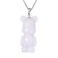 Natural Jade Carved Teddy Pendant Necklace (20 Inches) in Rhodium Over Sterling Silver 68.00 ctw - Sticky add to cart bar
