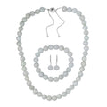 Natural Jade Jewelry Set of Bracelet, Earrings and Necklace, Round Shape Jade Beaded Jewelry Set, Rhodium Over Sterling Silver Jewelry Set, Gifts For Her 540.50 ctw - Sticky add to cart bar