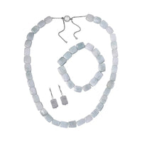 Natural Jade Jewelry Set of Bracelet, Earrings and Necklace, Round Shape Jade Beaded Jewelry Set, Rhodium Over Sterling Silver Jewelry Set, Gifts For Her 540.50 ctw