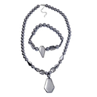 Terahertz Beaded Stretch Bracelet and Necklace 18-20 Inches in Rhodium Over Sterling Silver 310.65 ctw