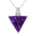 African Amethyst and White Zircon Pendant Necklace 18 Inches in Platinum Over Sterling Silver 16.35 ctw - Sticky add to cart bar