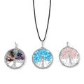 Galilea Rose Quartz and Multi Gemstone, Aquamarine Tree of Life Pendant in Silvertone with Leather Necklace (24 Inches) 45.00 ctw - Sticky add to cart bar