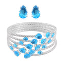 Doorbuster Sky Blue and White Color Austrian Crystal Bangle Bracelet (7-7.5 In) and Earrings in Silvertone - Sticky add to cart bar