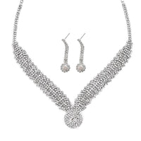 Austrian Crystal Crystal Collar Necklace and Earrings in Silvertone