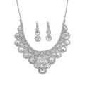 Austrian Crystal Necklace 20-22 Inches and Earrings in Silvertone - Sticky add to cart bar