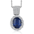 Premium Kashmir Kyanite and White Topaz Halo Pendant Necklace 20 Inches in Platinum Over Sterling Silver 5.00 ctw - Sticky add to cart bar