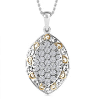 Karis White Zircon Pendant in 18K YG Plated and Platinum Bond with Stainless Steel Necklace (20 Inches) 2.30 ctw