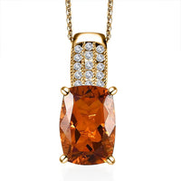 AAA Santa Ana Madeira Citrine and Moissanite Pendant Necklace 20 Inches in Vermeil Yellow Gold Over Sterling Silver 6.75 ctw