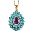 Premium Mashamba Amethyst and Multi Gemstone Cocktail Pendant Necklace 20 Inches in Vermeil Yellow Gold Over Sterling Silver 6.10 ctw - Sticky add to cart bar