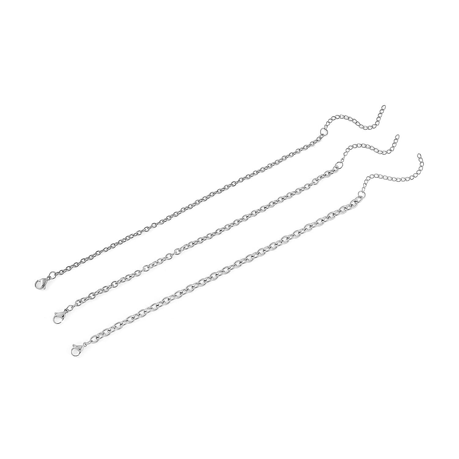 Ever True Set of 3 Rolo Chain Bracelet in Stainless Steel (7.50-9.50In)