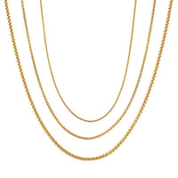 Ever True Set of 3 Box Link Chain Necklace (16, 20 and 24 Inches) with 2 Inch Extender in ION Plated YG Stainless Steel