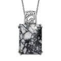 Austrian Pinolith Solitaire Pendant Necklace 20 Inches in Stainless Steel 20.35 ctw - Sticky add to cart bar