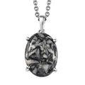 Austrian Pinolith Solitaire Pendant in Sterling Silver with Stainless Steel Necklace 20 Inches - Sticky add to cart bar