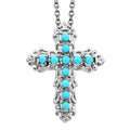 Sleeping Beauty Turquoise Pendant Necklace 20 Inches in Stainless Steel 1.00 ctw - Sticky add to cart bar
