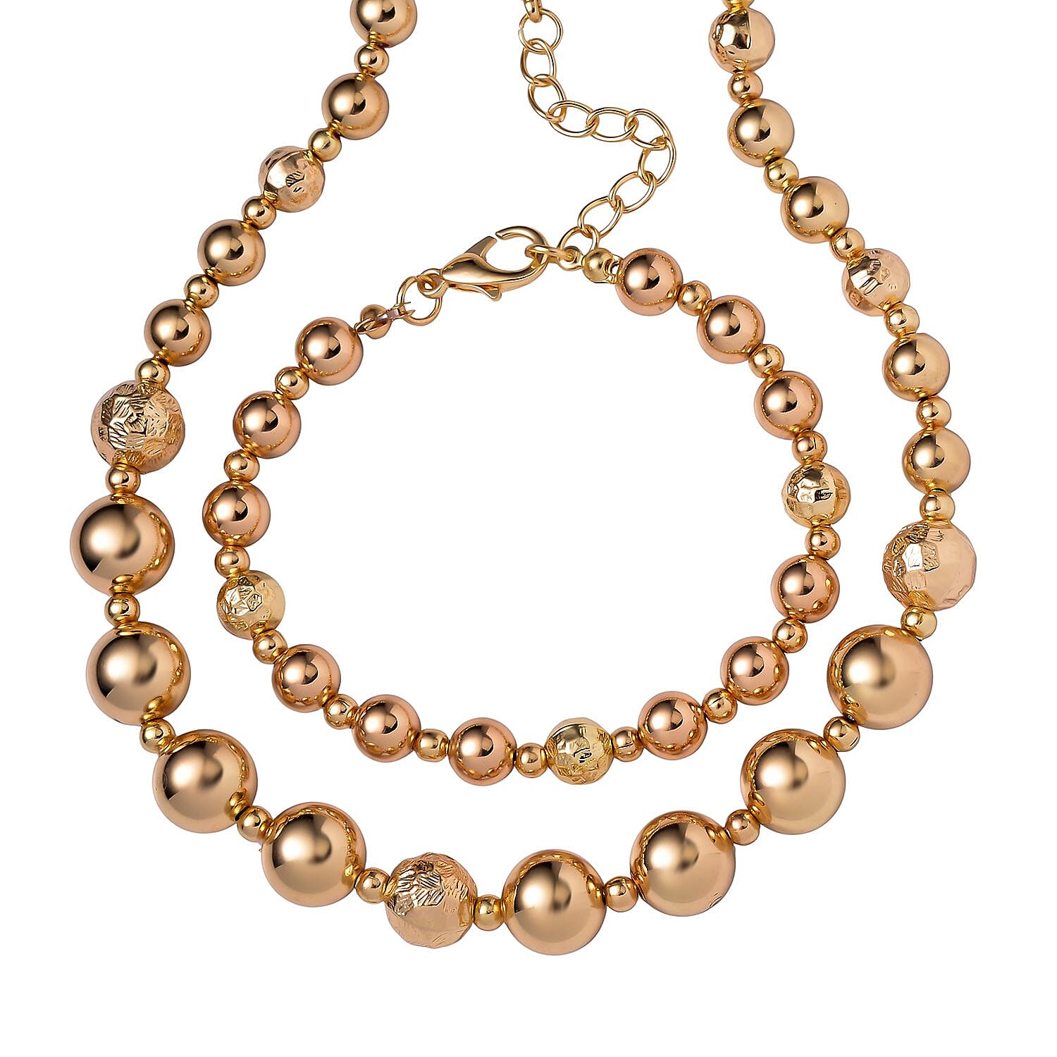 Doorbuster Resin Necklace (20-22 Inches) and Bracelet (7.5-9.00In) in Goldtone