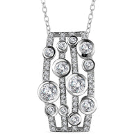 Moissanite Bubble Pendant Necklace 20 Inches in Platinum Over Sterling Silver 1.35 ctw