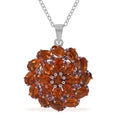 Santa Ana Madeira Citrine and Brown Zircon Floral Pendant Necklace 18 Inches in Platinum Over Sterling Silver 4.40 ctw - Sticky add to cart bar
