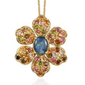 GP Italian Garden Collection Premium Boulder Opal Triplet and Multi-Tourmaline Floral Pendant Necklace 20 Inches in Vermeil Yellow Gold Over Sterling Silver 3.00 ctw - Sticky add to cart bar