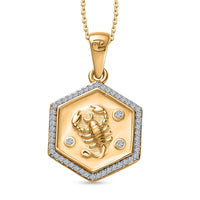 Moissanite Zodiac Medallion Pendant Necklace 20 Inches in Vermeil Yellow Gold Over Sterling Silver 0.50 ctw