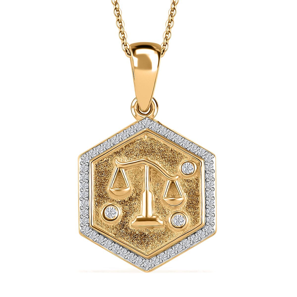 Brazilian Emerald and Moissanite 0.40 ctw Medallion Pendant Necklace in Vermeil Yellow Gold Over Sterling Silver 20 Inches