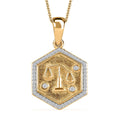 Brazilian Emerald and Moissanite 0.40 ctw Medallion Pendant Necklace in Vermeil Yellow Gold Over Sterling Silver 20 Inches - Sticky add to cart bar