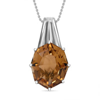 Citrine Pendant 10.41 ctw Necklace in Rhodium Over Sterling Silver 18 Inches