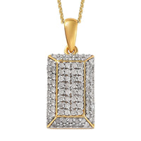 Diamond Cluster Pendant Necklace (20 Inches) in Vermeil YG Over Sterling Silver 1.00 ctw