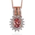 Blush Apatite, Champagne and White Zircon Sunburst Pendant Necklace 20 Inches in Vermeil Rose Gold Over Sterling Silver 1.35 ctw - Sticky add to cart bar