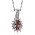 Blush Apatite and Moissanite Sunburst Pendant Necklace 20 Inches in Platinum Over Sterling Silver 0.65 ctw - Sticky add to cart bar
