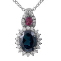 London Blue Topaz and Multi Gemstone Sunburst Pendant Necklace 18 Inches in Platinum Over Sterling Silver 2.90 ctw - Sticky add to cart bar